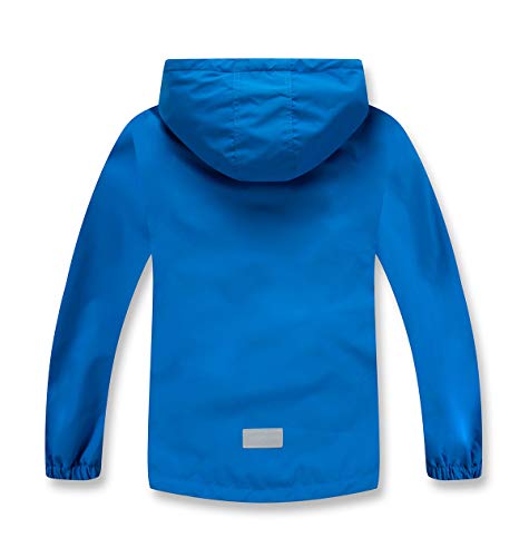 YoungSoul Impermeable con Forro Polar Niño, Chaqueta Softshell Niña, Chubasquero Cortavientos con Capucha Desmontable Azul, 9-10 años/XL