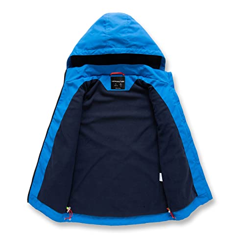 YoungSoul Impermeable con Forro Polar Niño, Chaqueta Softshell Niña, Chubasquero Cortavientos con Capucha Desmontable Azul, 9-10 años/XL