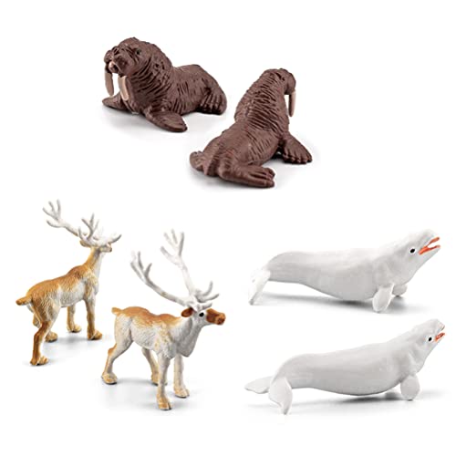 YSSClOTH Figuras de animales árticos, animales árticos, juego de figuras de animales realistas que contiene lobo blanco, zorro blanco, conejo ártico, zorro husky e iglú