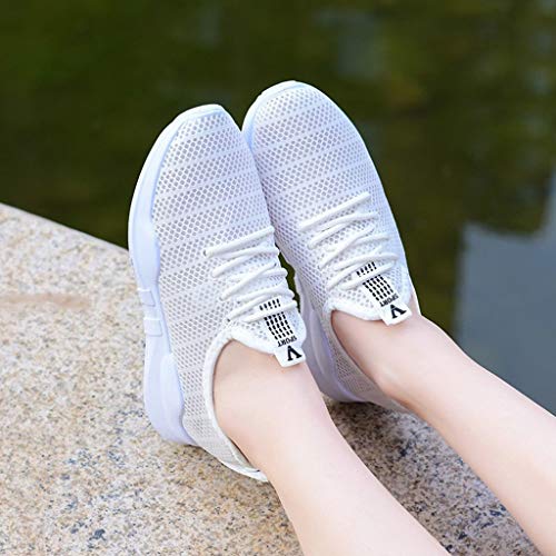 YWLINK Malla Casual para Mujer Zapatos Casuales Ligeros Antideslizantes Zapatillas Deportivas Corriendo Transpirable Ciclismo El FúTbol MontañIsmo Viajes Al Aire Libre Yoga(Blanco,39EU)