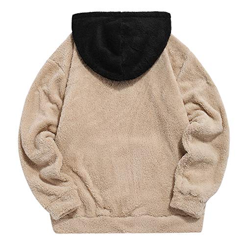 ZAFUL - Sudadera con capucha para hombre, bolsillo tipo canguro, de felpa, para otoño e invierno marrón S