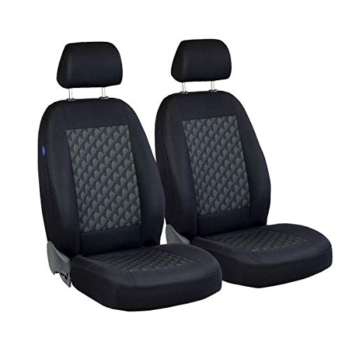 Zakschneider Fundas De Asiento para DOKKER - Fundas Delanteras - Color Premium Negro Gris Efecto 3D