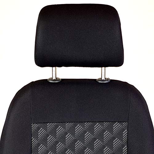 Zakschneider Fundas De Asiento para TERRANO - Conjunto De Fundas - Color Premium Negro Gris Efecto 3D