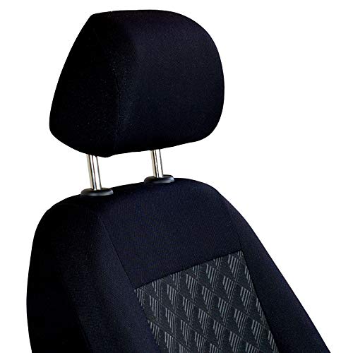 Zakschneider Fundas De Asiento para TERRANO - Conjunto De Fundas - Color Premium Negro Gris Efecto 3D