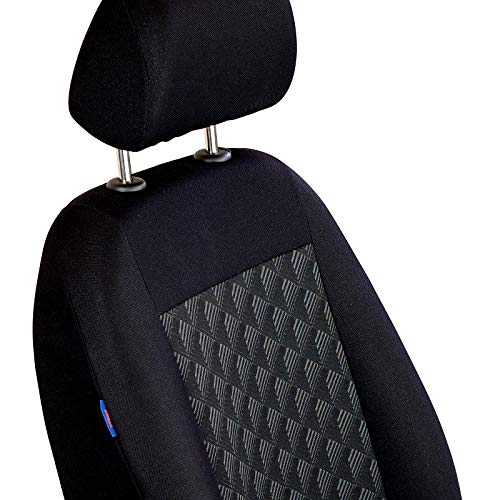 Zakschneider Fundas De Asiento para TERRANO - Conjunto De Fundas - Color Premium Negro Gris Efecto 3D