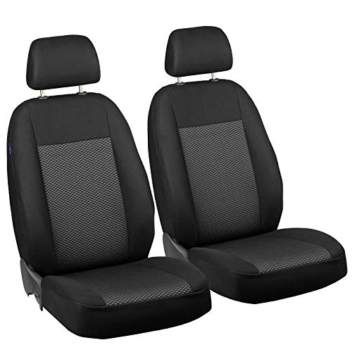 Zakschneider Fundas De Asiento para TERRANO - Fundas Delanteras - Color Premium Negro Triángulos Gris