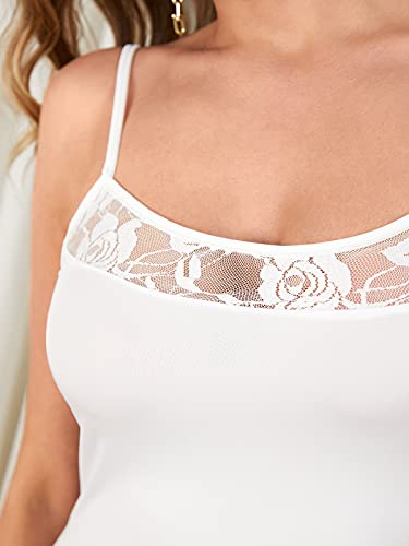 ZANZEA Mujeres Conjunto Lencería Encaje Sexy Pijama Vestido Correa Stretch Bodycon Mini Camisón con G-Secuencia 01-Blanco S