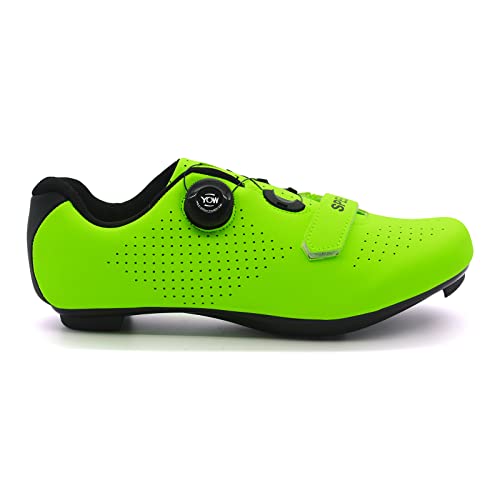 Zapatilla de Ciclismo Profesional Hombre Mujer Zapatos de Ciclismo de Antideslizantes SPD/SPD-SL Lock System para Bicicleta de Montaña/Carretera con Estilo de Encaje rápido Giratorio Verde 37 EU