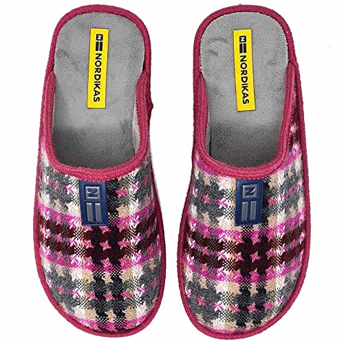 Zapatillas de casa Nordikas Invierno comodas de Mujer Made In Spainboreal london fresa destalonado