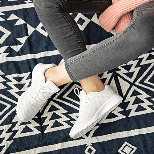 Zapatillas de Running Hombre Mujer Deportivas Casual Gimnasio Zapatos Ligero Transpirable Sneakers Blanco 40 EU