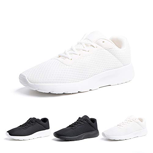 Zapatillas de Running Hombre Mujer Deportivas Casual Gimnasio Zapatos Ligero Transpirable Sneakers Blanco 40 EU