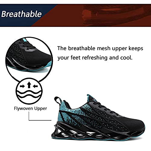 Zapatillas Running Hombre Deportivas Mujer Sneakers Casual para Correr Gimnasio Tenis Fitness Comodos Deportivos Calzado Ligero Transpirable Bambas Negro Blanco G33BlackBlue45