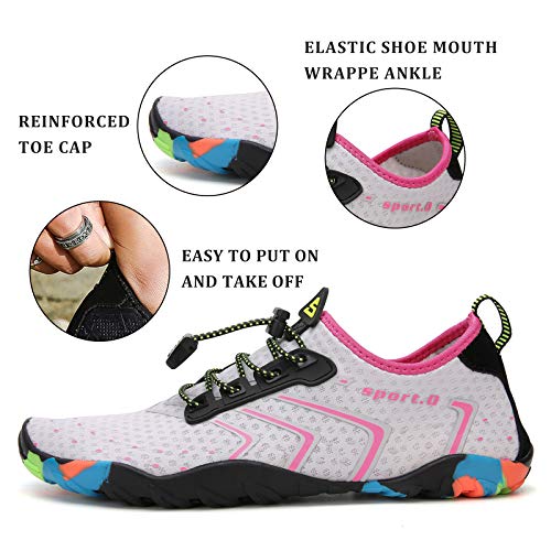 Zapatos de Agua Mujer Escarpines Piscina Verano Calzado Natacion Snorkel Respirable Zapatillas para Surf EST: 2 Rojo 35 EU