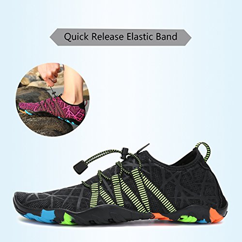 Zapatos de Agua para Buceo Snorkel Surf Piscina Playa Vela Mar Río Aqua Cycling Deportes Acuáticos Calzado de Natación Escarpines para Hombre Mujer,Negro 43