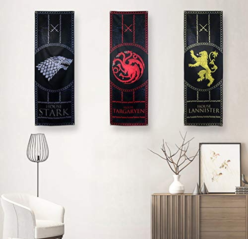 ZCWOLTM Regalos de cumpleaños para la Hija, [189X62CM] Stark Targaryen Lannister, Juego de Tronos Banderas para Decoración de Fiesta