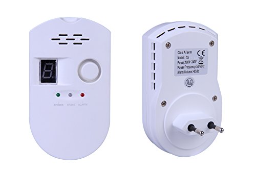 ZEYUN Detector de Gas, Alarma de Gas LPG/Detector de Fugas de Gas Natural Sensor Enchufable Monitor de Gas con Alarma Sonora y Pantalla para Cocina de la casa Restaurante Hotel School Warehouse