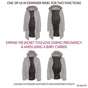 Zip Us In Panel de expansión de la Chaqueta - Convierte su Chaqueta preferida en una Chaqueta premamá! (Standard Length (65cm) Single Coil Panel)