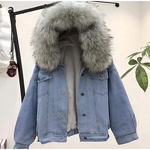 ZODOF Chaqueta Vaquera Mujer Invierno Calentar Abrigo Corto Denim Collar Chaquetas Delgado Encapuchado Desgastar Abrigos Hooded Outwear Coats