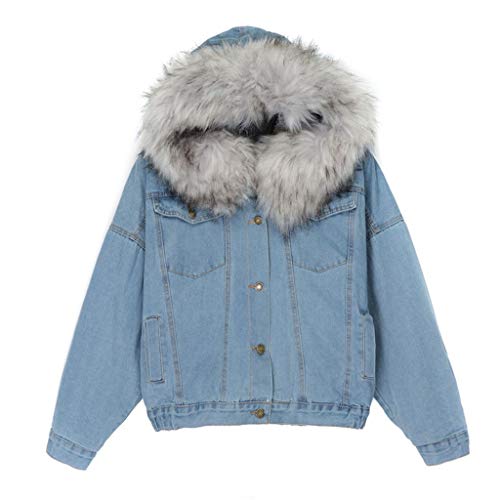 ZODOF Chaqueta Vaquera Mujer Invierno Calentar Abrigo Corto Denim Collar Chaquetas Delgado Encapuchado Desgastar Abrigos Hooded Outwear Coats