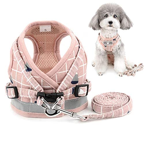 Zunea Arnés perro pequeño con Correa, ajustable reflectante chihuahua chaleco arneses de malla acolchada a prueba de escape chaqueta para cachorro para niños y niñas perros y gatos rosa XS