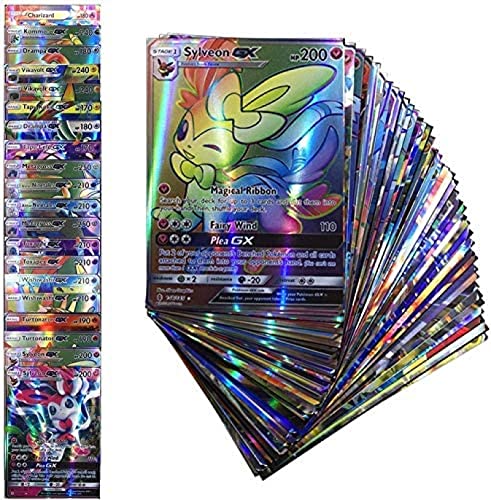 ZYXM - 100 cartas no duplicadas de Pokémon Trading Card Game, ultrarraras, Holo EX, tipo completo: 20 GX + 20 Mega + 59 EX Arts + 1 Energía (azul)