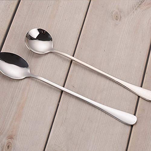 10pcs Cucharas de Latte,Cuchara de agitación de Mango Largo de Acero Inoxidable de 19.5cm Juego de cucharas de café para té Helado Helado Cóctel Helado