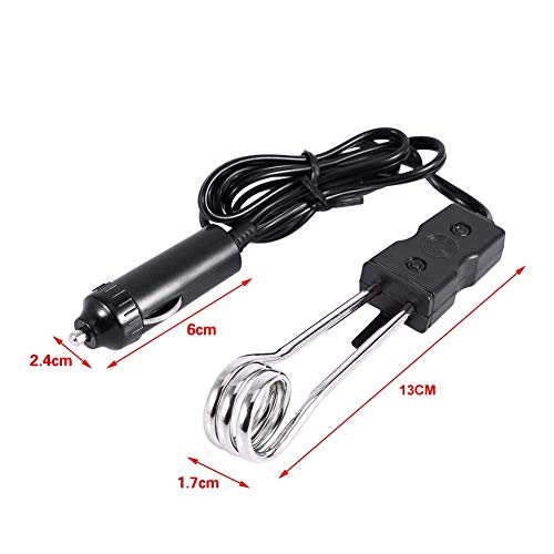 12V / 24V Calentador de Agua de Inmersión para Automóviles Calentador de Inmersión en Agua Portátil Negro Calentadores de Espacio para Picnic de Viaje Accesorios para La Ceremonia(24V)