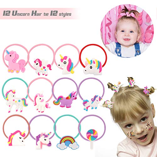 133PCS Regalo de cumpleaños de unicornio, llavero, anillos para el pelo, pegatinas, tatuajes para niños, piñata de unicornio, regalo de cumpleaños para niñas