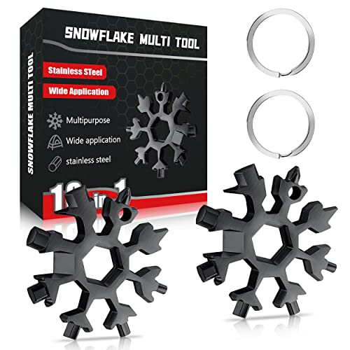 18 en 1 Multiherramienta Copo de Nieve,2 Pcs Herramienta Copo de Nieve de Acero Inoxidable,Regalo Hombre,Multiherramienta Portátil Copo de Nieve Destornillador llavero Abrebote Llave Allen