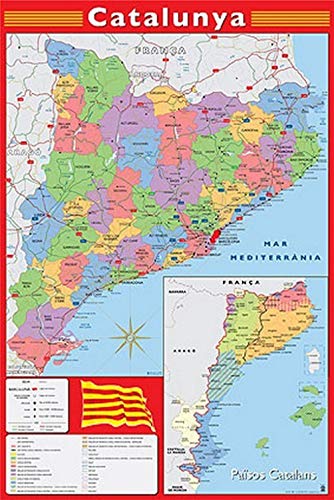 1art1 Mapas - Mapa Catalunya Póster (91 x 61cm)