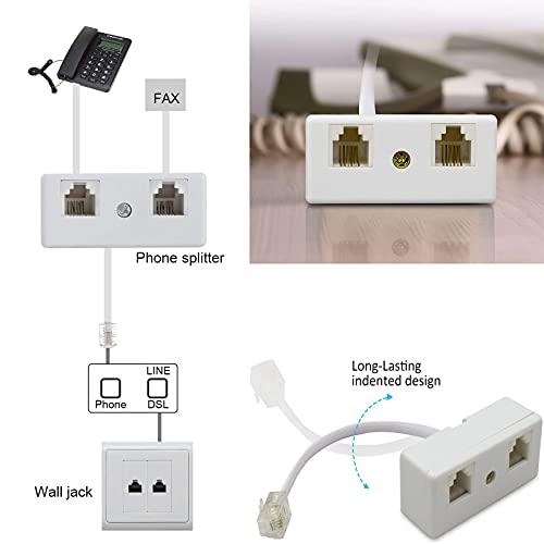 2 Piezas Cable RJ11 6P4C Adaptador, Adaptador Hembra para Ethernet, Convertidor de Línea Fija, Convertidor de Teléfono Macho a Hembra, para Módem Teléfono Fax Internet y Divisor de Teléfono