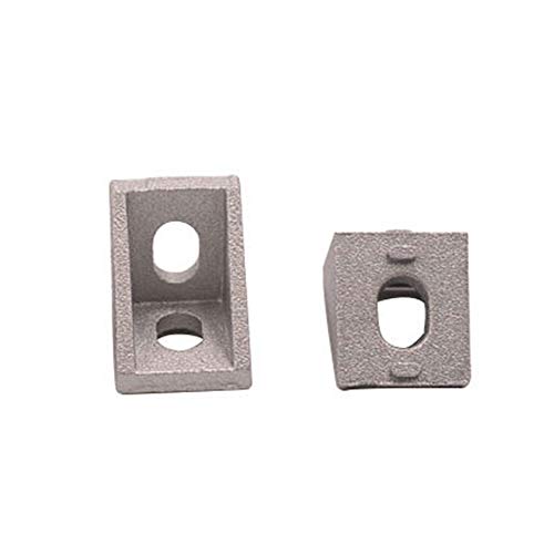 20 piezas 2 agujeros 2020 esquina soporte aluminio ángulo soportes 2017 L conector para AM8, BLV MGN Cube 3D impresora 20 serie aluminio extrusiones perfiles con ranura de 6 mm (plata)