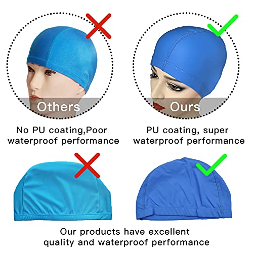 2Pcs Unisex Gorro de Natación Gorro de Baño Piscina Mujer y Hombre Gorro Natación para Pelo Largo y Corto Gorros de Piscina Impermeable Suave y Cómodo, Talla Unica (Rosa + Azul Real)