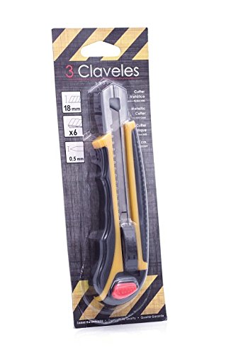 3 Claveles Cutter cúter metálico Nylon con Auto, Acero, Amarillo Y Nergo, 17 cm