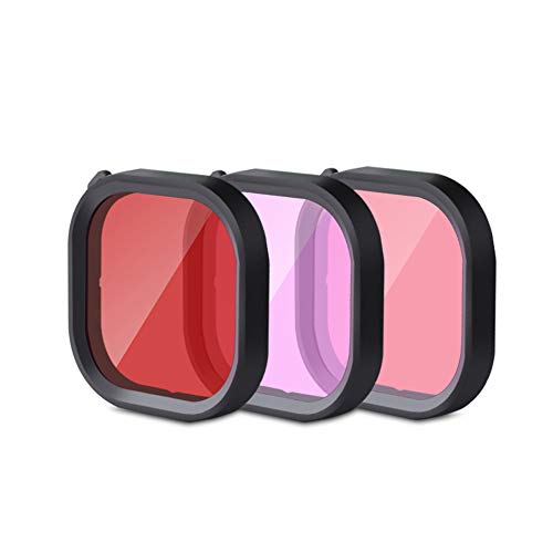 3 en 1 Snorkel Diving Underwater Red/Pink/Purple Lente Filter en Agua de mar y Agua Dulce para la Carcasa Oficial Resistente al Agua de GoPro Hero 10, 9, 8 Black