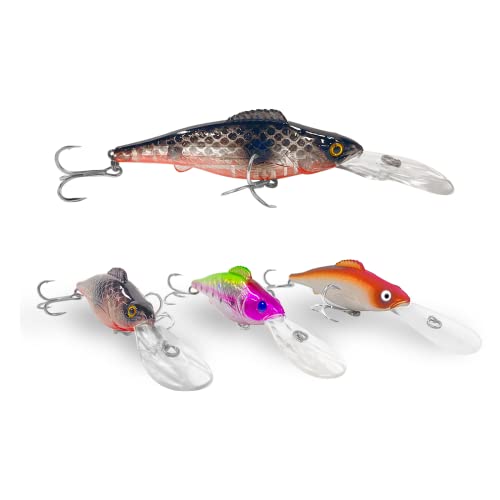 3 Piezas Señuelos Pesca, Artificial Duro Cebos, Longitud 12,6cm,Material ABS, Wobbler Flotante, Adecuado para la Pesca de Agua dulce y Salada, La perca, La lucioperca, Lucio, Muskie, Gobio, trucha,etc