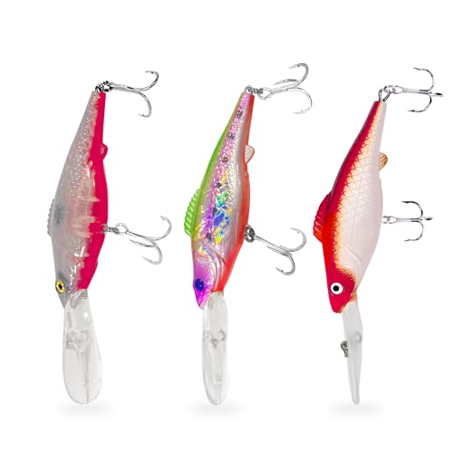 3 Piezas Señuelos Pesca, Artificial Duro Cebos, Longitud 12,6cm,Material ABS, Wobbler Flotante, Adecuado para la Pesca de Agua dulce y Salada, La perca, La lucioperca, Lucio, Muskie, Gobio, trucha,etc