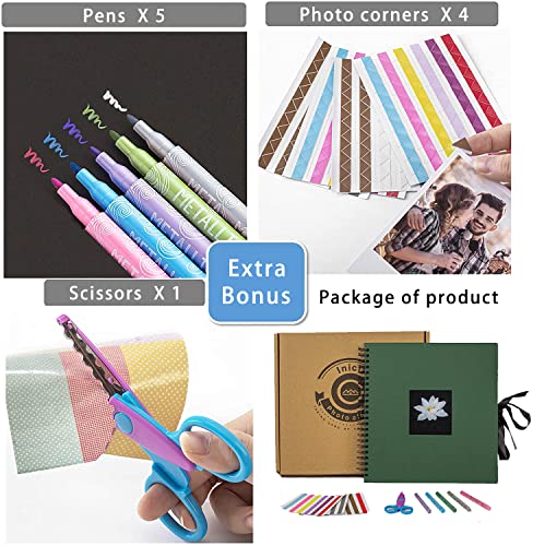 30x30 cm Kit Álbum de Fotos Scrapbook Recortes para Pegar con Tijeras y 216 Esquineras para Fotografías, Ideal para Regalar o para Uso Propio,60 Páginas