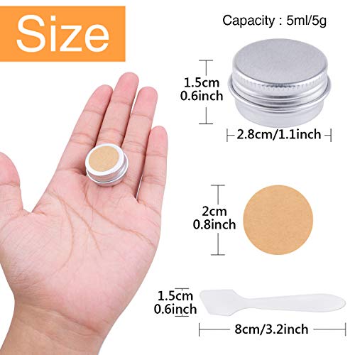 35 Piezas Tarros de Aluminio, Contenedores Cosmético de Viaje Envases de Vacío con Tapas de Tornillo para Cosmética Crema Muestra Polvo Decoración de Uñas, 5g 5ml