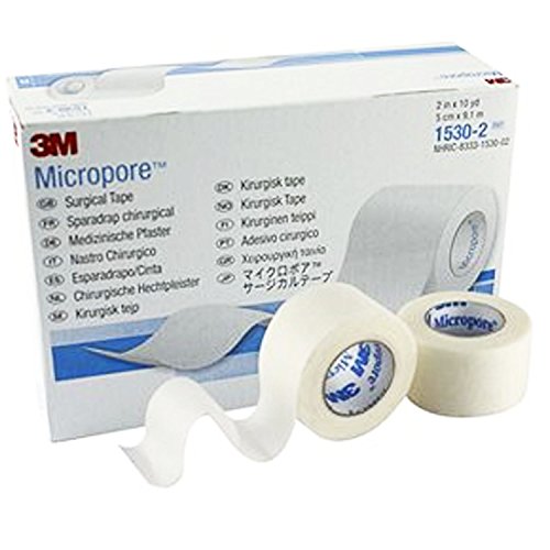 3M Esparadrapo quirúrgico de primeros auxilios, de microporos, cinta médica de 2,5 cm x 9,14 m, 12 rollos