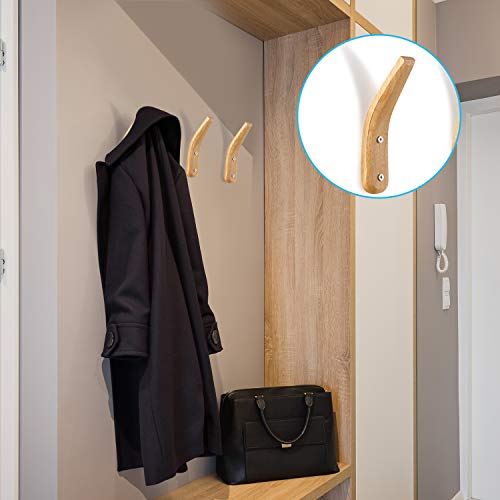 4 Piezas Ganchos de Abrigo de Madera Colgador de Pared de Madera Natural Montado en Pared Perchero de Almacenamiento de Montaje en Pared en Forma de V Simple Moderno para Colgante Toalla Gorro