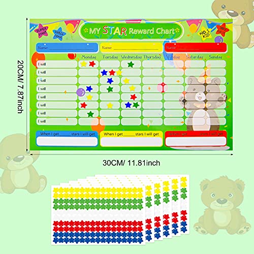 4 Tablas de Recompensas de Estrellas con Pegatinas, Tabla de Estrellas de Responsabilidad de Aprendizaje Tabla de Recompensas Autoadhesivas Reutilizables Estudiar en Casa y Clase, 30 x 20 cm
