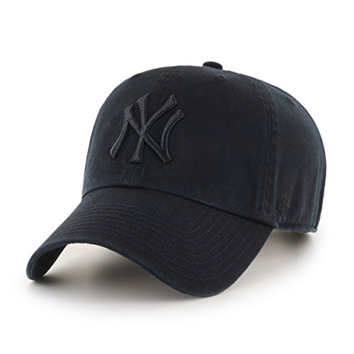 '47 New York Yankees Brand Black on Black Clean Up Adjustable Unstructured Hat/Cap by