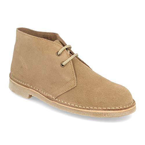 59264-Botas Desierto Safari para Mujer y Hombre con Piel Serraje, Suela Crepe Antideslizante y Cordones. Comodas, practicas e Ideales para Otono-Invierno. Talla 42 Taupe