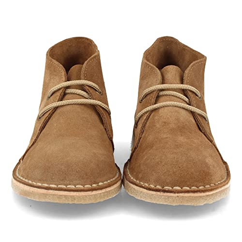 59264-Botas Desierto Safari para Mujer y Hombre con Piel Serraje, Suela Crepe Antideslizante y Cordones. Comodas, practicas e Ideales para Otono-Invierno. Talla 42 Taupe