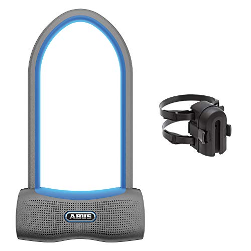 Abus SmartX 84521 770A - Candado para Bicicleta con Bluetooth y Alarma (100 db) - Smartphone iOS y Android - Nivel de Seguridad 15 - con Soporte - Azul