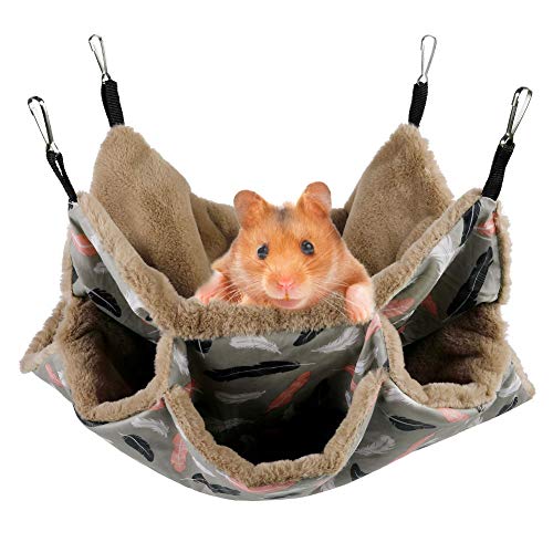 Aceshop Hamaca Pequeña para Mascotas Hamaca para Planeador de azúcar de Tres Capas, Jaula para hámster Accesorios Ropa de Cama para Chinchilla Hurones Loros Jugando para Dormir