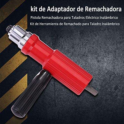 Adaptador de Remachadora para Taladro, Pistola Remachadora para Taladros Eléctrico Inalámbrico, Kit de Herramienta de Remachado para Taladro Inalámbrico por Poweka