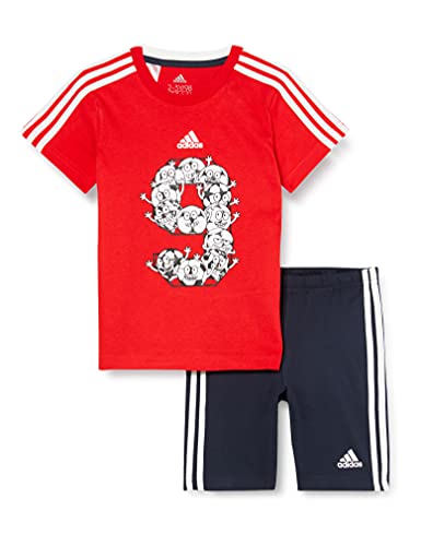 adidas GM8967 I Lil 3S SP Set Sport Set Unisex-Baby Top:Vivid Red/White Bottom:Legend Ink f17/white 2-3A