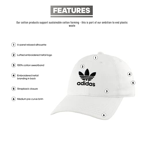 adidas Originals Gorra Holgada Strapback para Hombre Old, Hombre, Gorra de Tirantes Relajada para Hombre, 975950, Blanco/Negro, Talla única